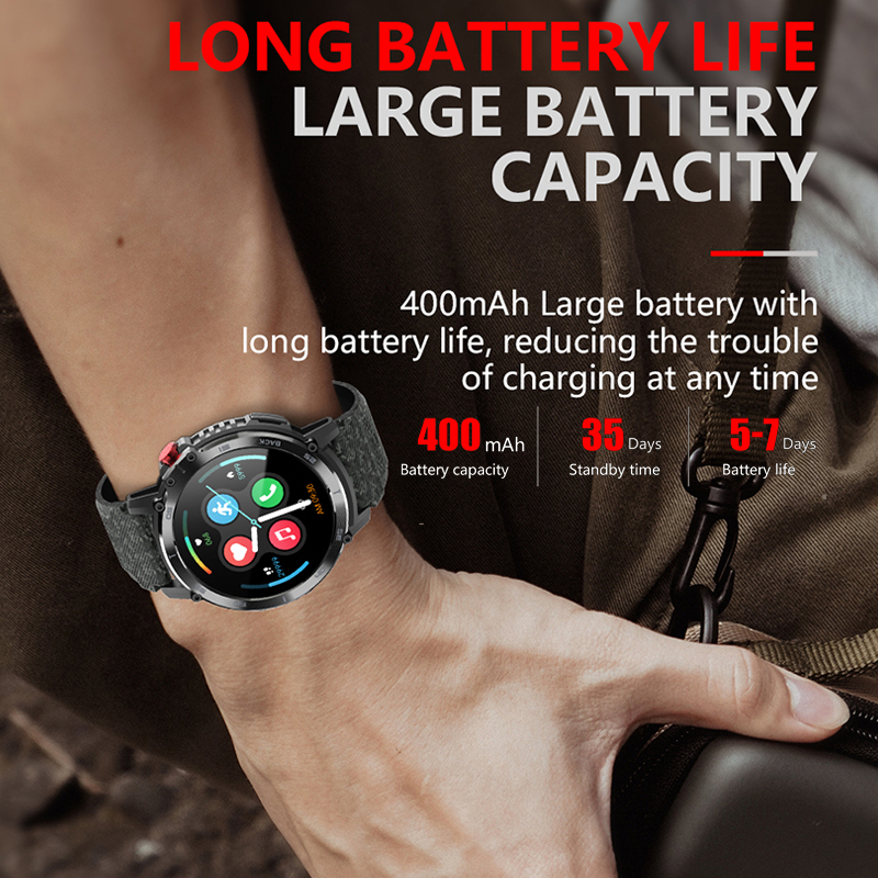 C22 Jam tangan pintar olahraga 4G Memory IP68 tahan air siaga ultra lama 24 mode olahraga panggilan Bluetooth jam tangan pintar smart watch