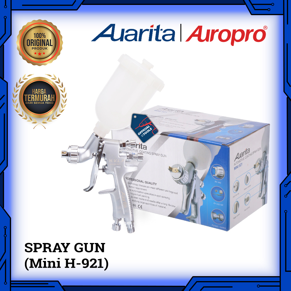 Spray Gun Mini Auarita ( auropro ) H921 HVLP Original 1mm Tabung Atas H-921 Nozzel 1.0mm