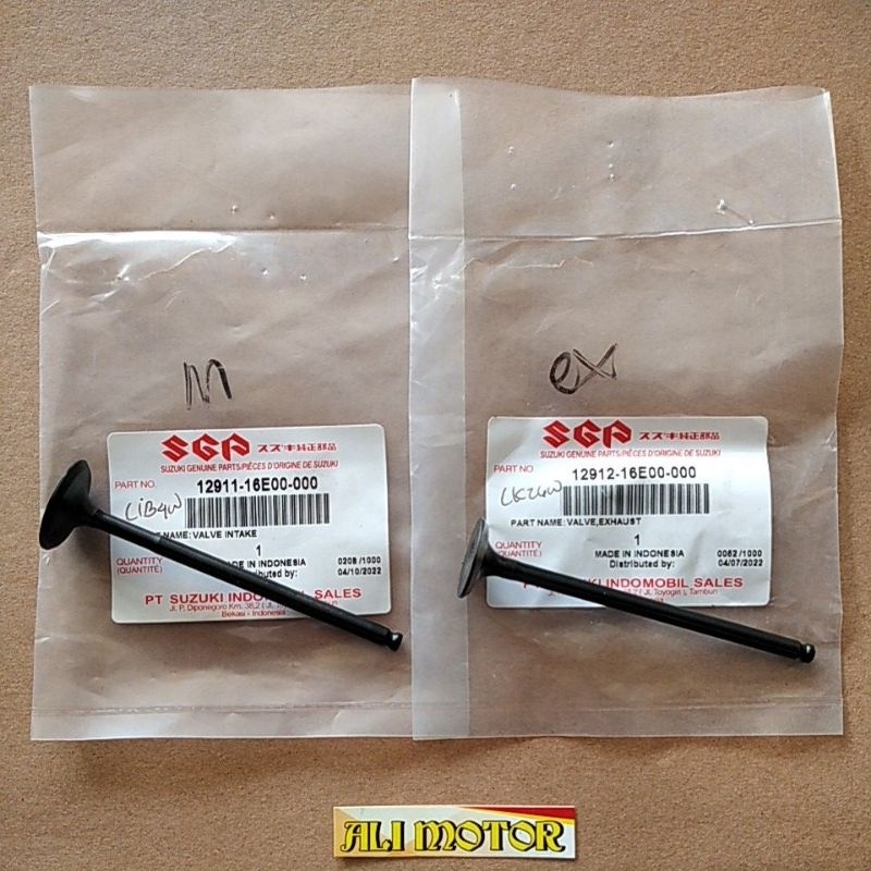 Klep valve in&ex intake exhaust 12911-16E00-000 & 12912-16E00-000 ori SUZUKI