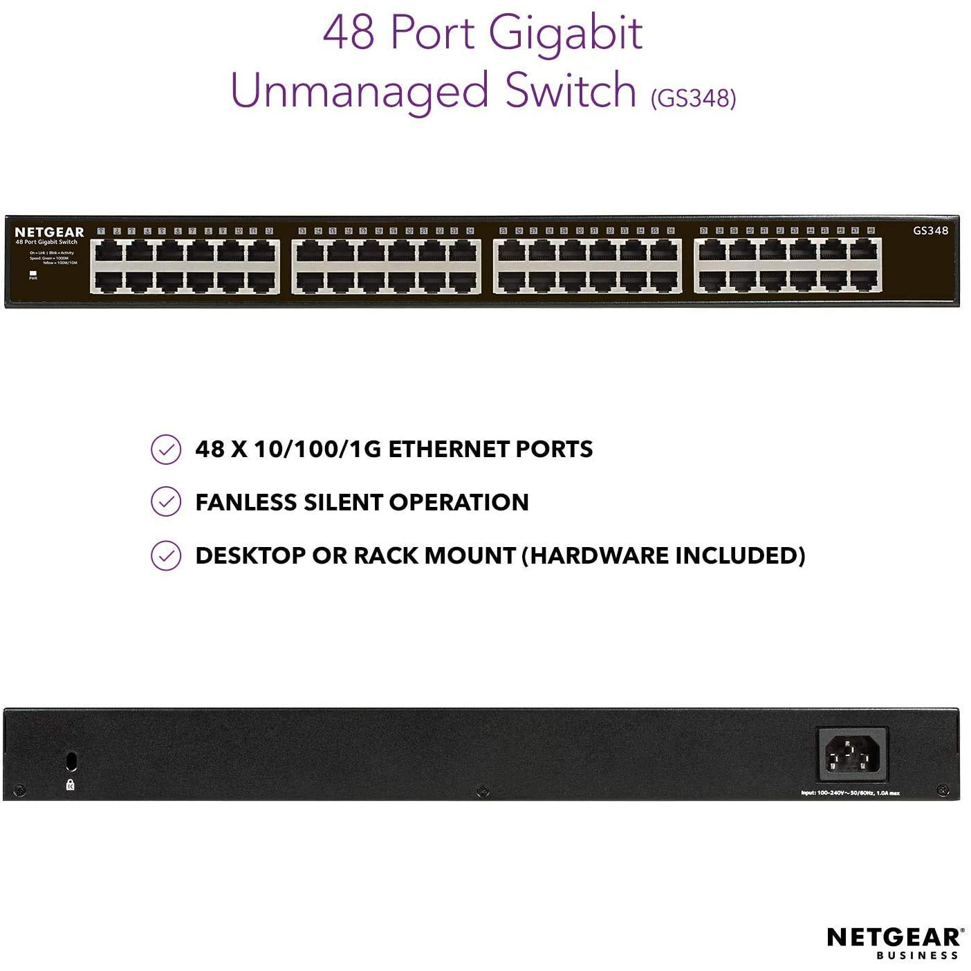 Netgear GS348 48 Port Gigabit Ethernet Unmanaged Switch GS 348
