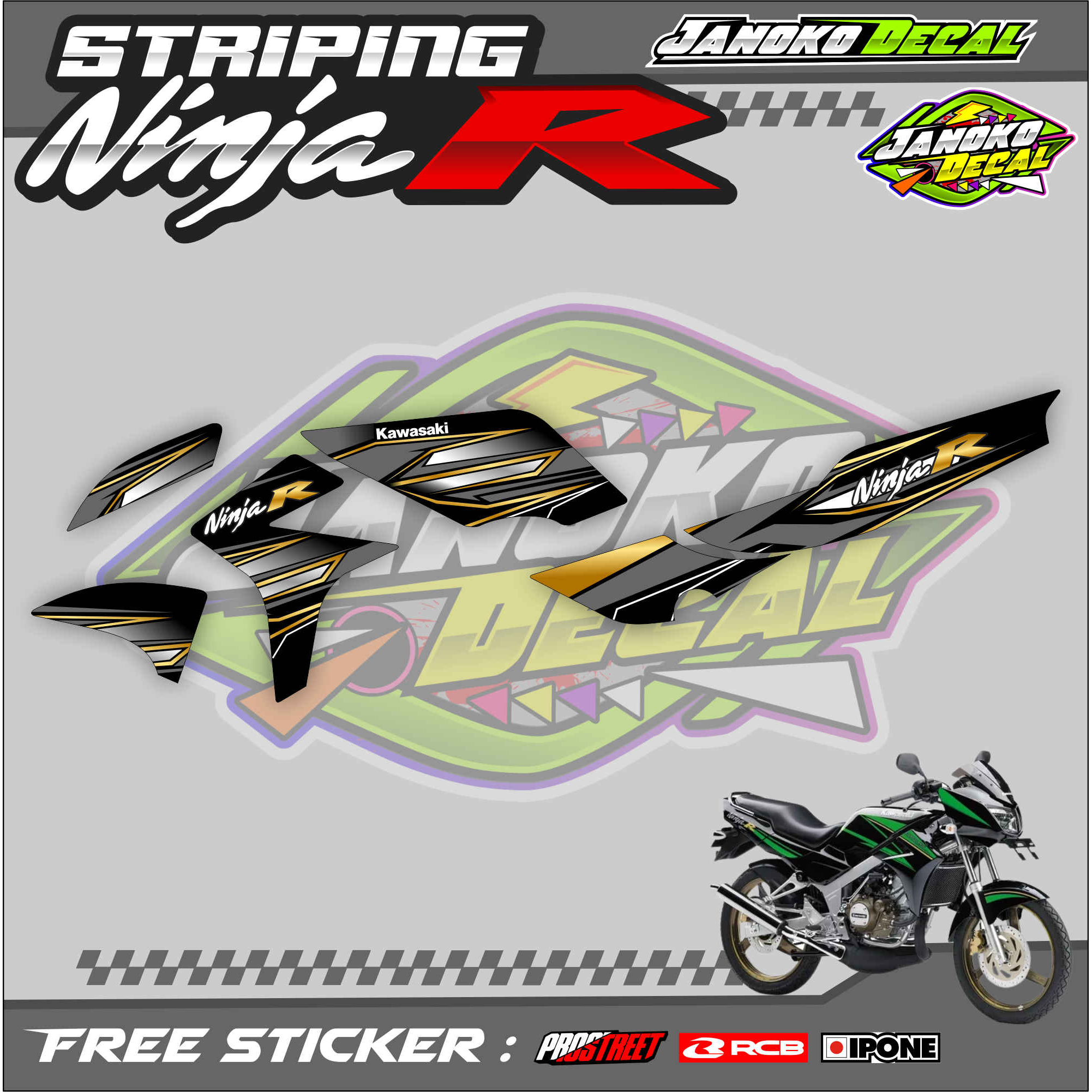 STRIPING VARIASI SEMIFULL KAWASAKI NINJA 150 R / STICKER LIST VARIASI NINJA 150 R
