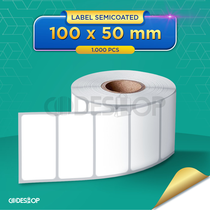 Codeshop Stiker Label Barcode 100 x 50mm Semicoated 1 line isi 1000  pcs