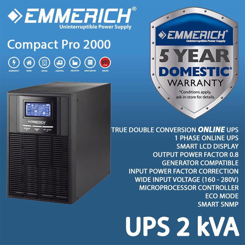 UPS ONLINE EMMERICH 2kVA - UPS 1 Phase 2000VA