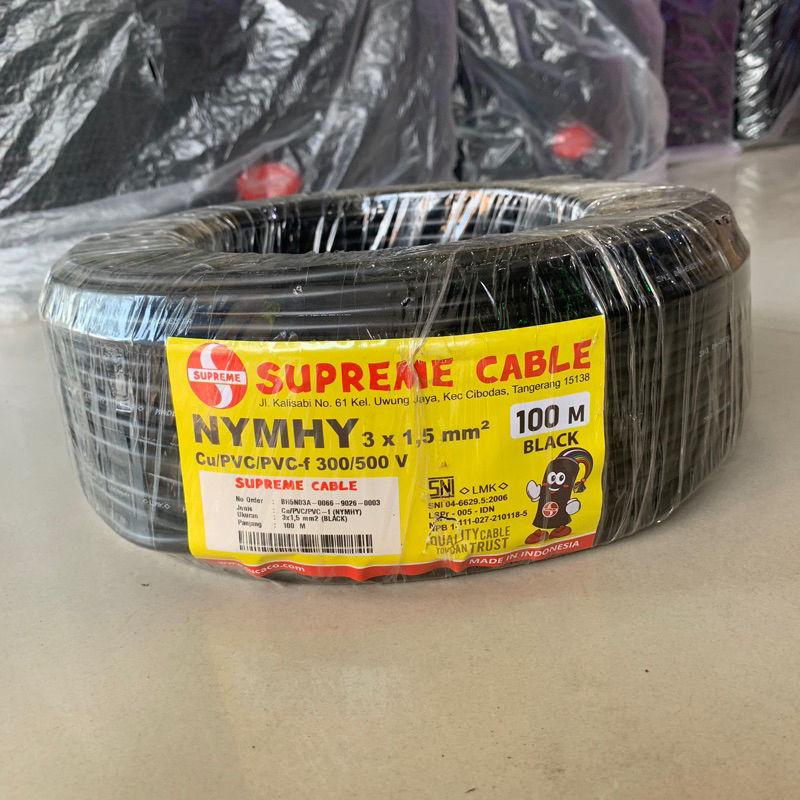 Kabel listrik Supreme 3x1,5mm2 per Roll