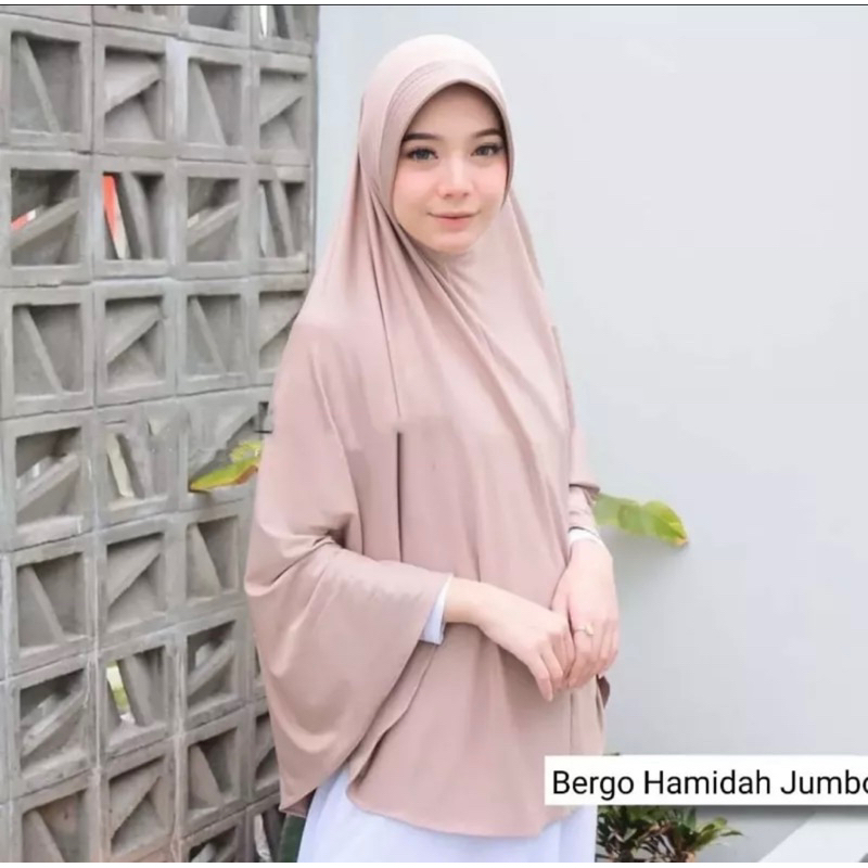 Hijab Bergo Hamidah Spandek Jersey Jilbab Instant Kerudung Size XL Khimar Jumbo