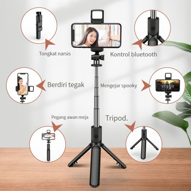 YUN Mall Tongsis Selfie Stick Tripod Bluetooth Remote Shutter ( 3in1 )