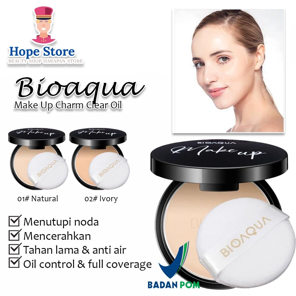 Hope Store - Bioaqua Powder Make Up Bedak Padat Tahan Lama / Charm Clear Oil Control MakeUp Powder BPOM