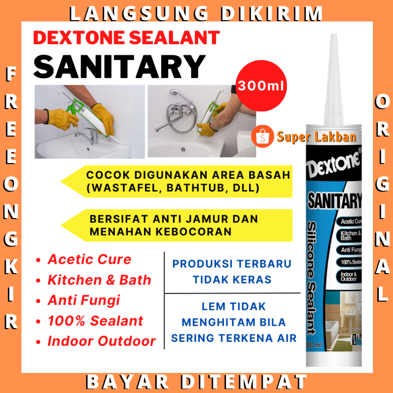 Silicone Sealant Dextone Sanitary 100% Sealant Anti Jamur Tahan Air