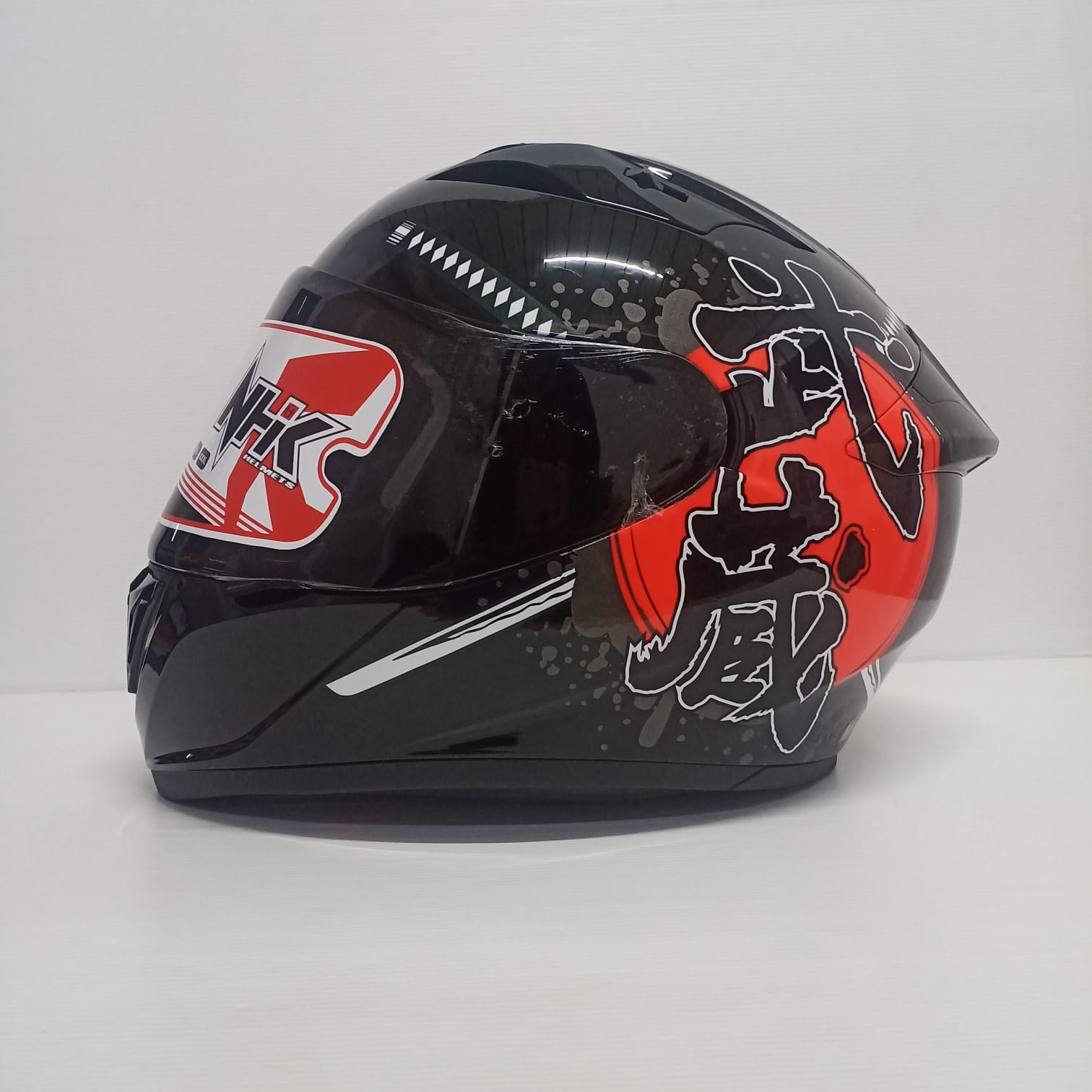 HELM FULL FACE NHK GP PRIME BUSHIDO #1 BLACK RED SINGLE VISOR 1V DARK SMOKE