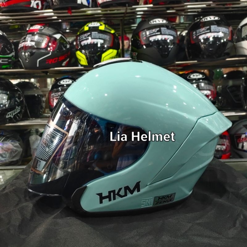 helm half face HKM Zenix hijau mint / helm HKM Kairoz hijau mint