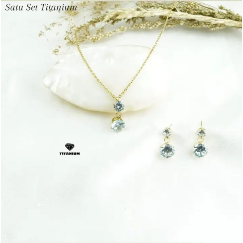 set kalung anting zicron titanium