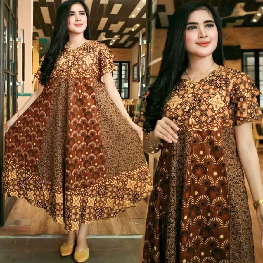 DASTER PAYUNG JUMBO SOGAN BATIK DASTER KLOK KENCANA UNGU - A