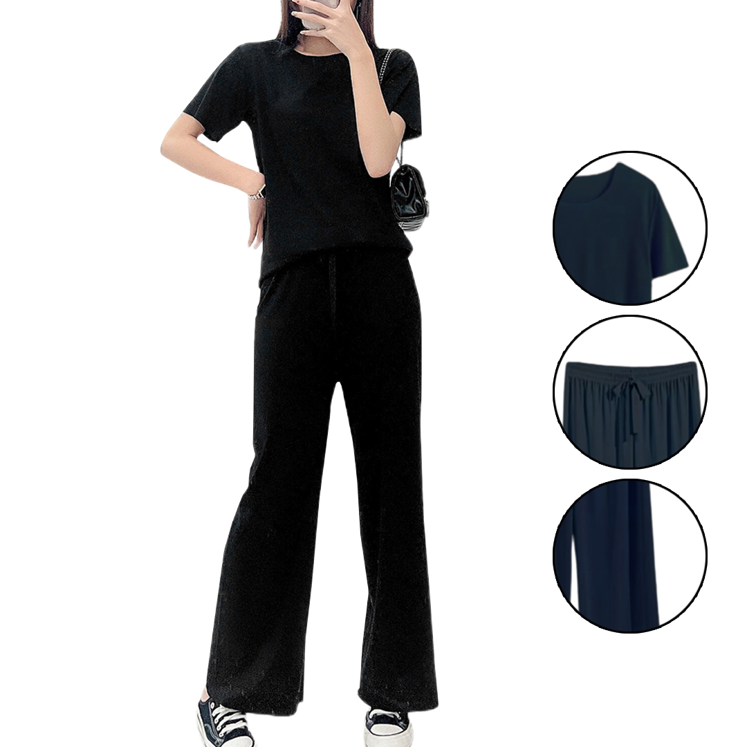 ONE SET KOREAN IMPORT LONG PANTS BAJU WANITA KEKINIAN POLOS YOYOSO