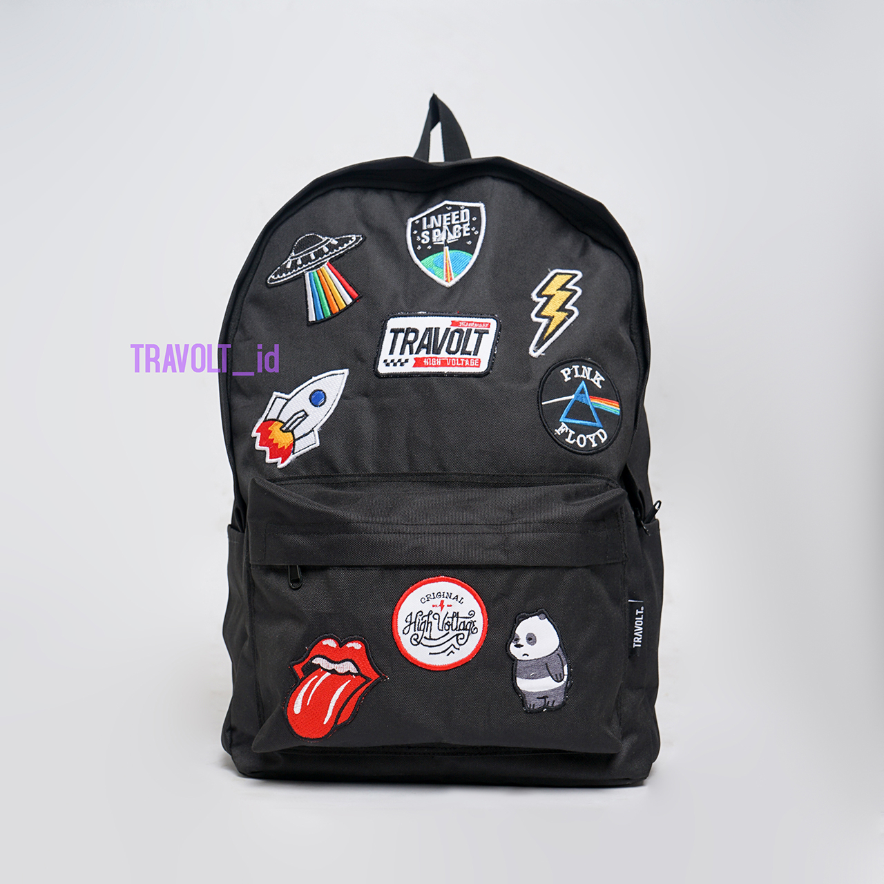 Backpack Patch - Travolt - Patches play - Tas Ransel Laptop - gemblok - Hitam