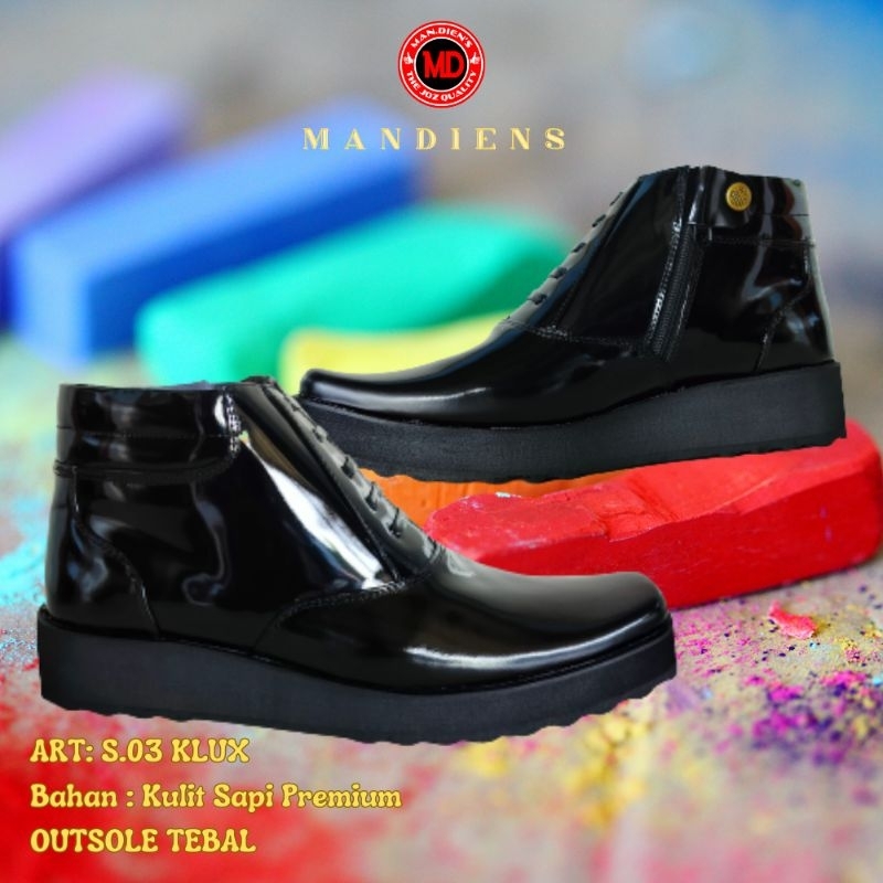 MANDIENS Sepatu Pdh Kulit Asli S.03 KDOF S.03 KLUX Sepatu Boots Pria Pdh OUTSOLE Tebal
