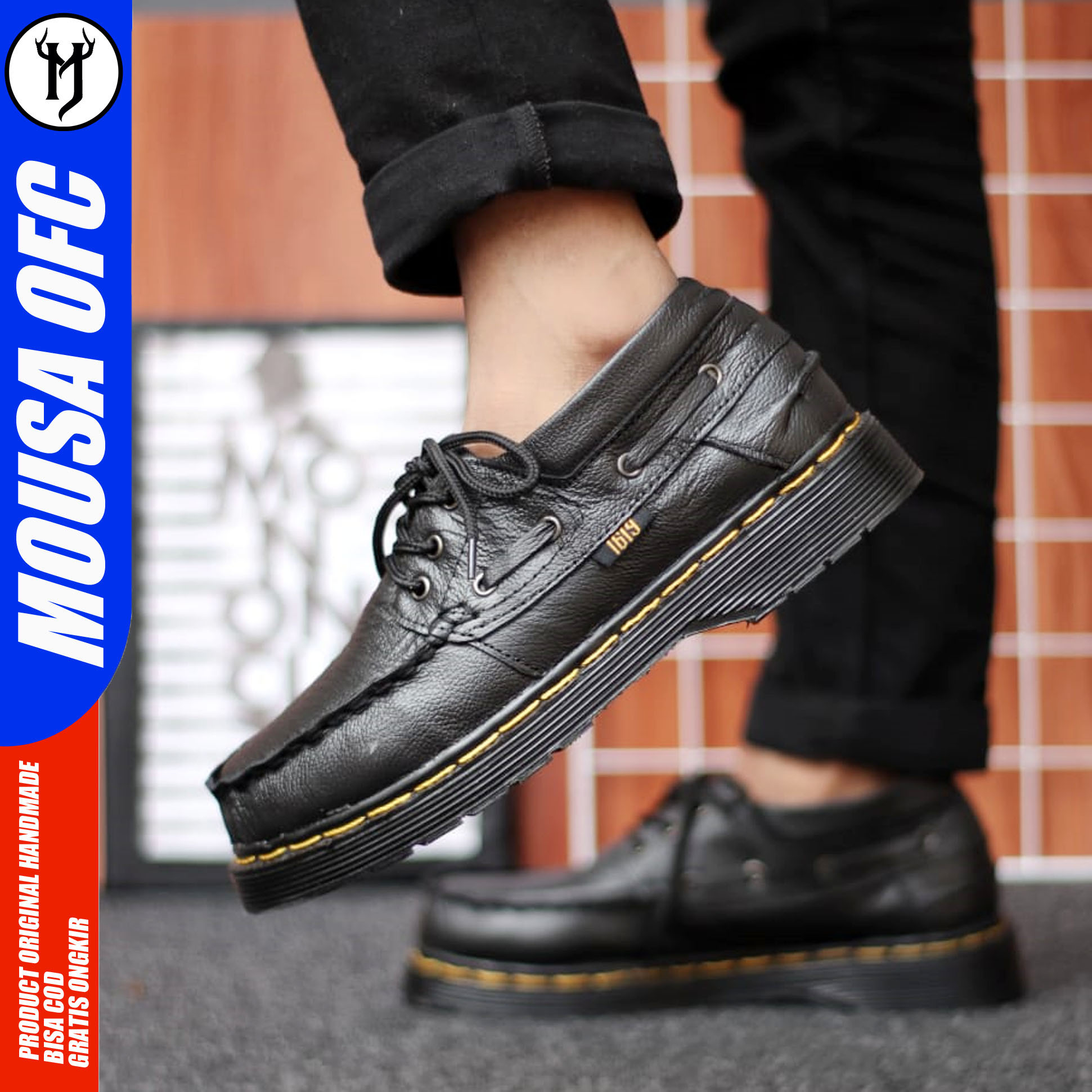 MOUSA Sepatu Docmart Kulit Pantofel Pria Kerja Sepatu Formal Low Boots Gloo