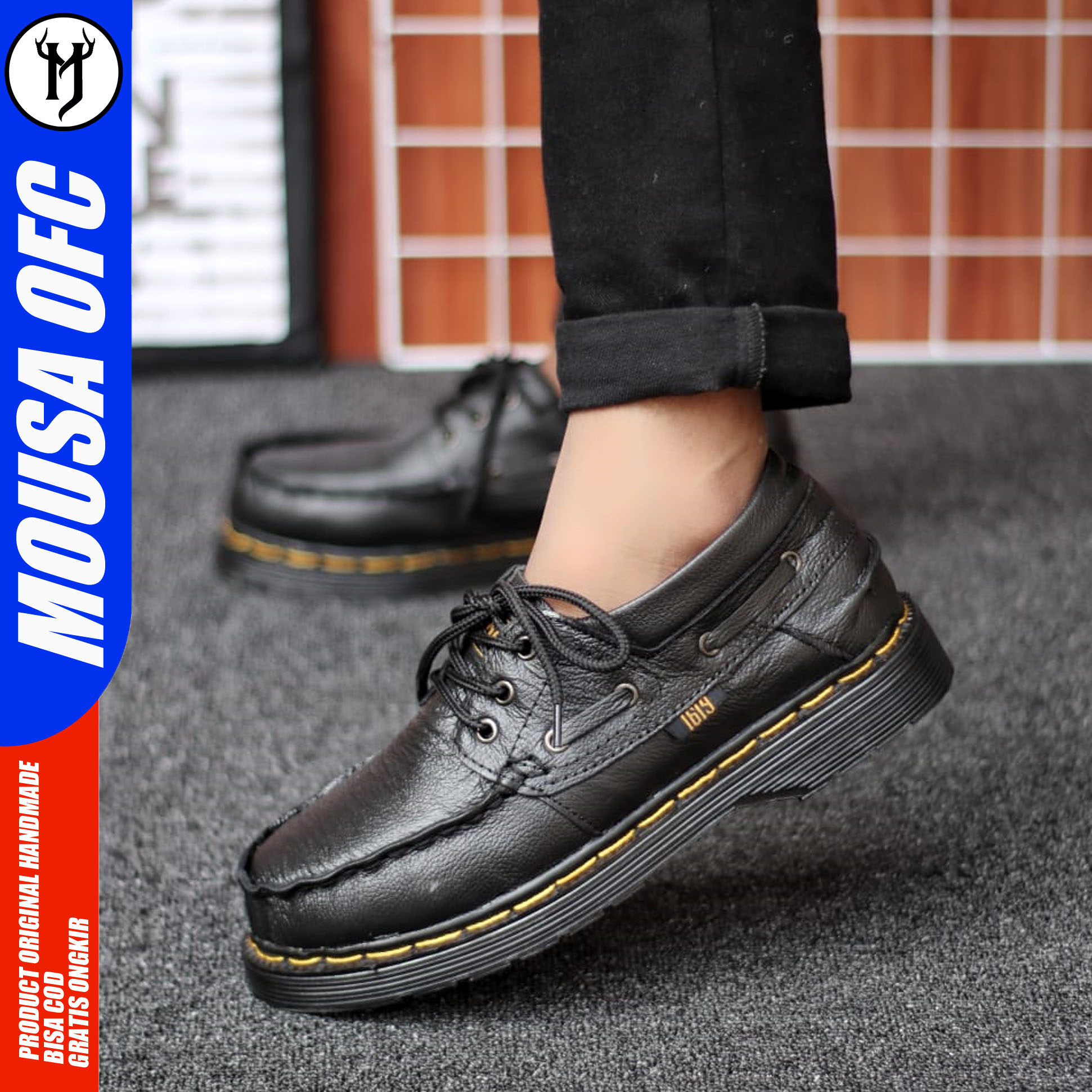 MOUSA Sepatu Docmart Kulit Pantofel Pria Kerja Sepatu Formal Low Boots Gloo