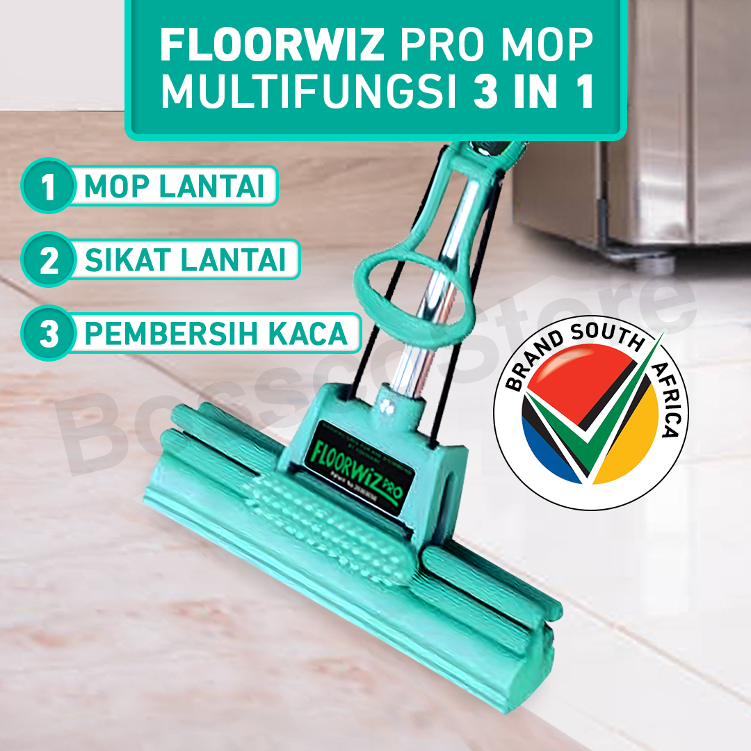 Floorwiz Pro Mop Alat Pel Lantai Sponge PVA Ber-Patent Kualitas Premium pel lantai spons karet floor mop pengering air pel pengering lantai sapu lantai sikat lantai mop lantai alat pembersih lantai alat pel lantai