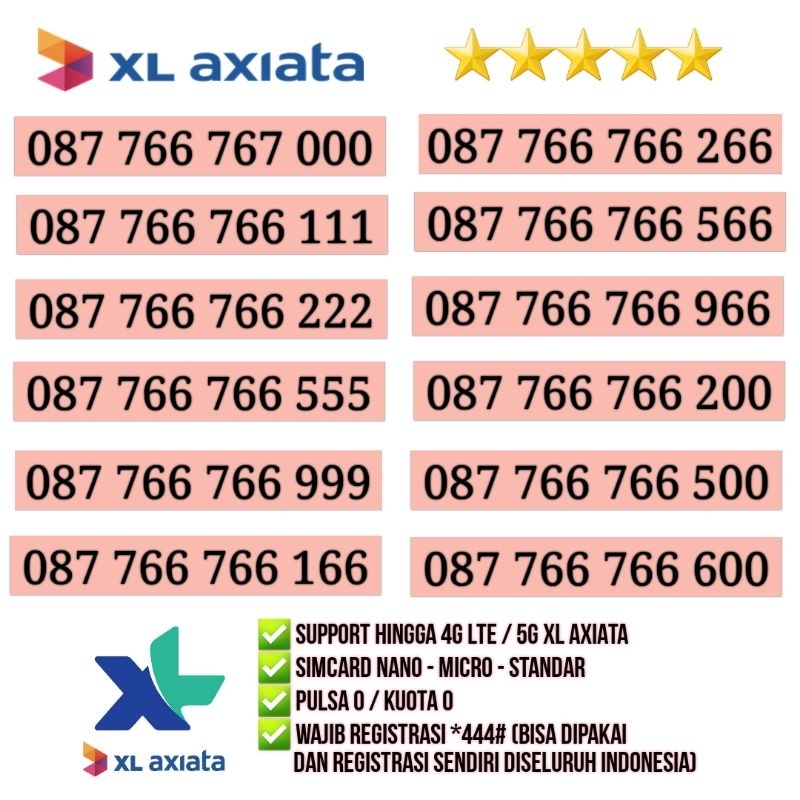 NOMOR CANTIK XL AXIATA 4G LTE NOCAN XL 4G NOMER CANTIK XL KARTU PERDANA XL CANTIK MEWAH KARTU PERDAN