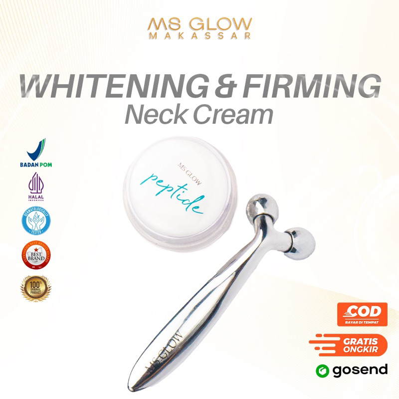 MS GLOW Whitening Firming Neck Cream (Free Roller) Krim Pemutih Leher MSGLOW BPOM