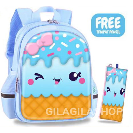 GGS tas sekolah es cream anak perempuan tas ransel sekolah sd tas sekolah gambar lucu tas sekolah tas backpack new 2023