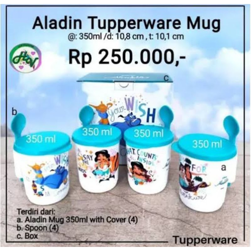 Aladin Tupperware mug 350ml (4pc)