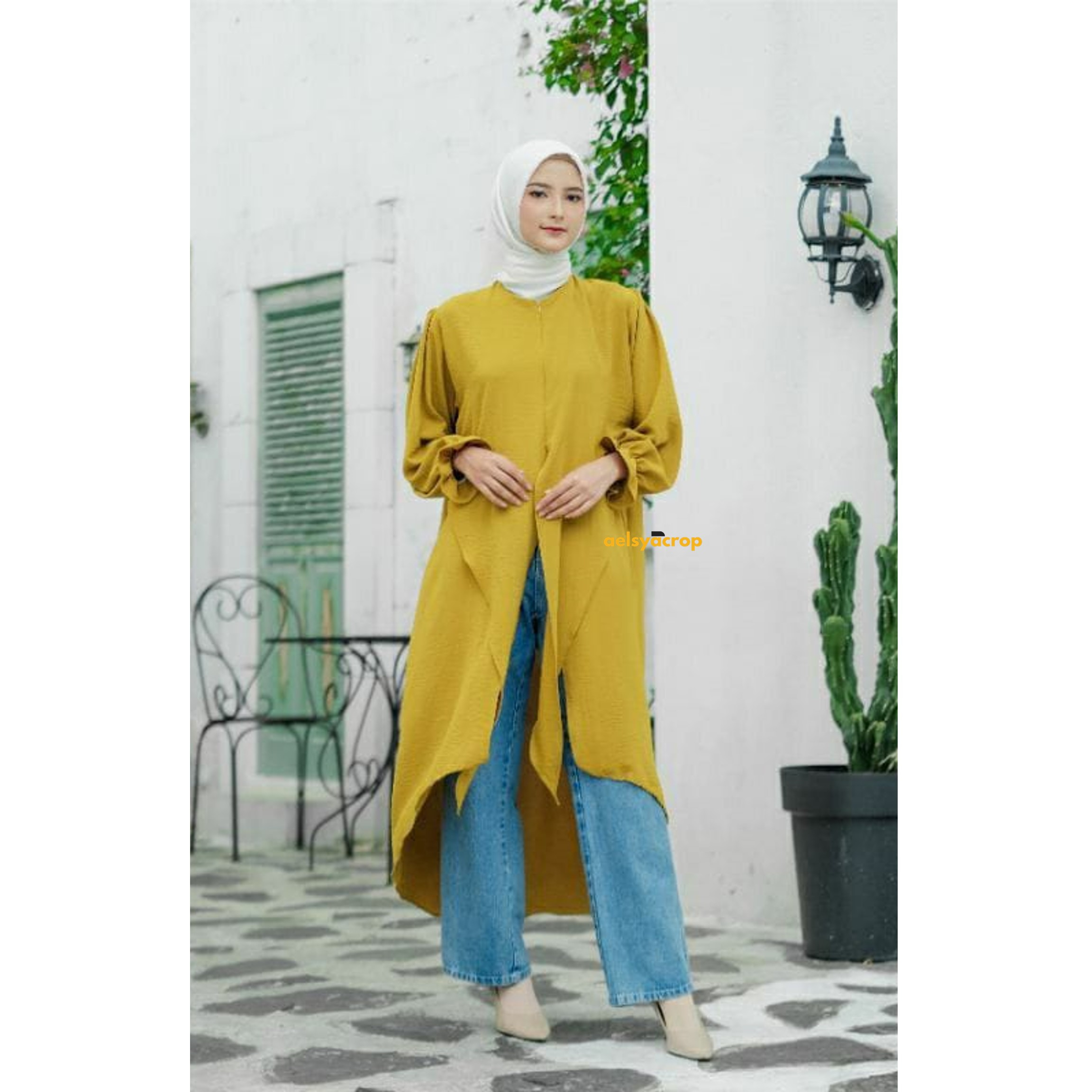 Long Tunik Elena Crinkle Airflow - Dress Tunik - Daster Kondangan - Gamis Midi Dress Terbaru