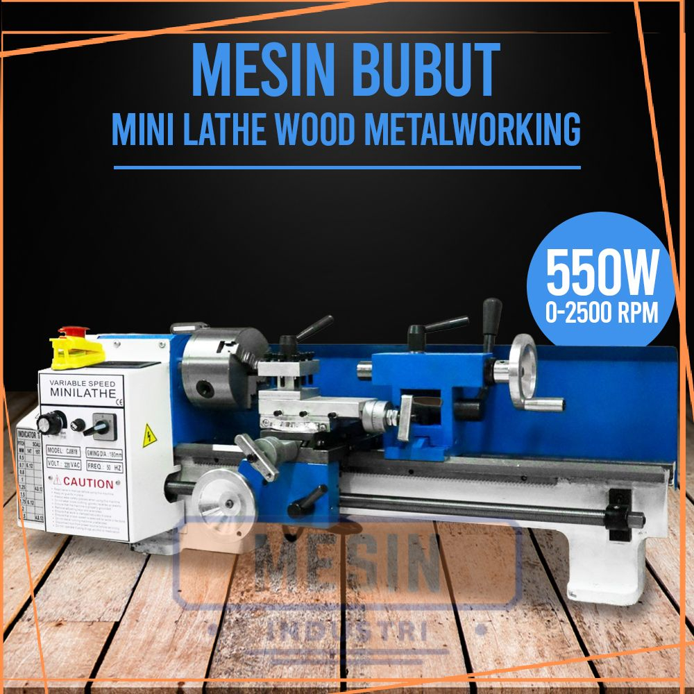 Mesin Bubut Mini Kayu Besi 550W Gear besi