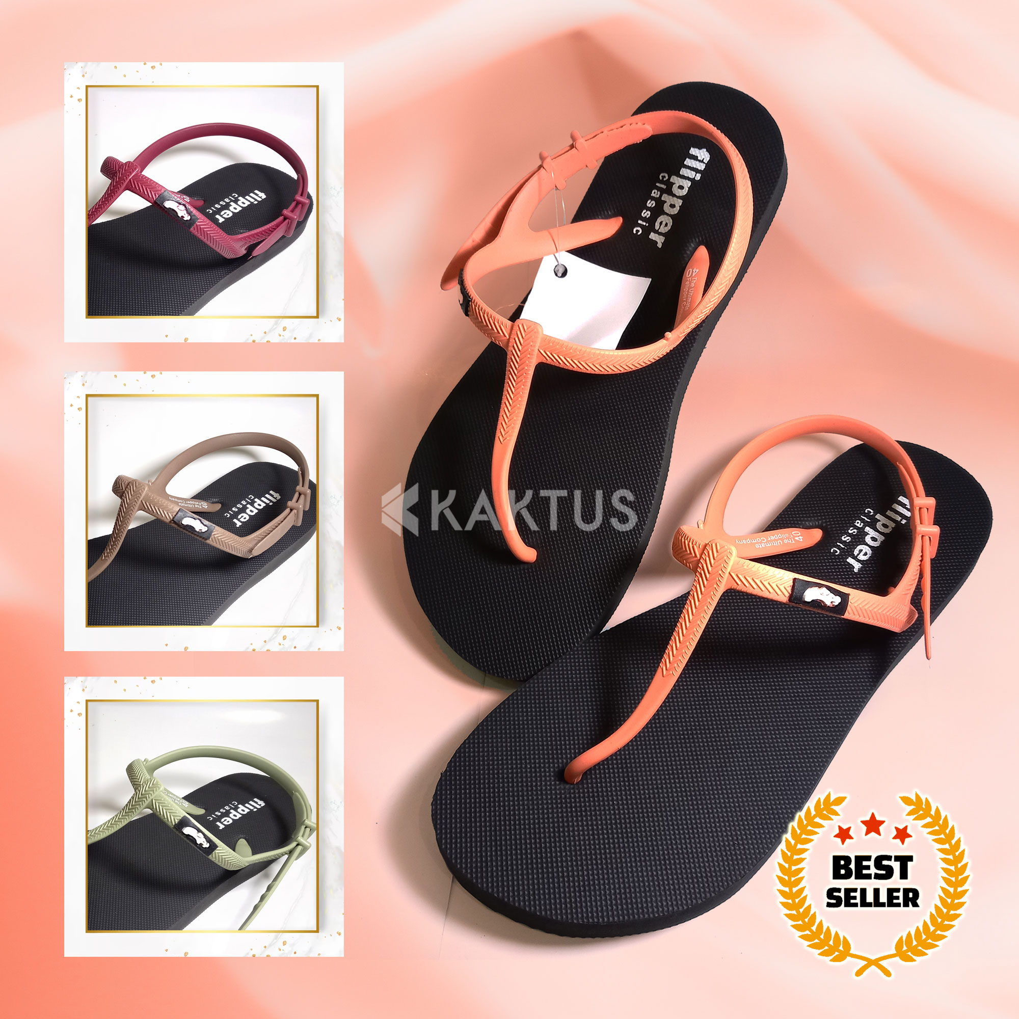 (KIRIM HARI INI) Sandal Wanita Flipper Strappy Black / Bukan Sandal Fipper