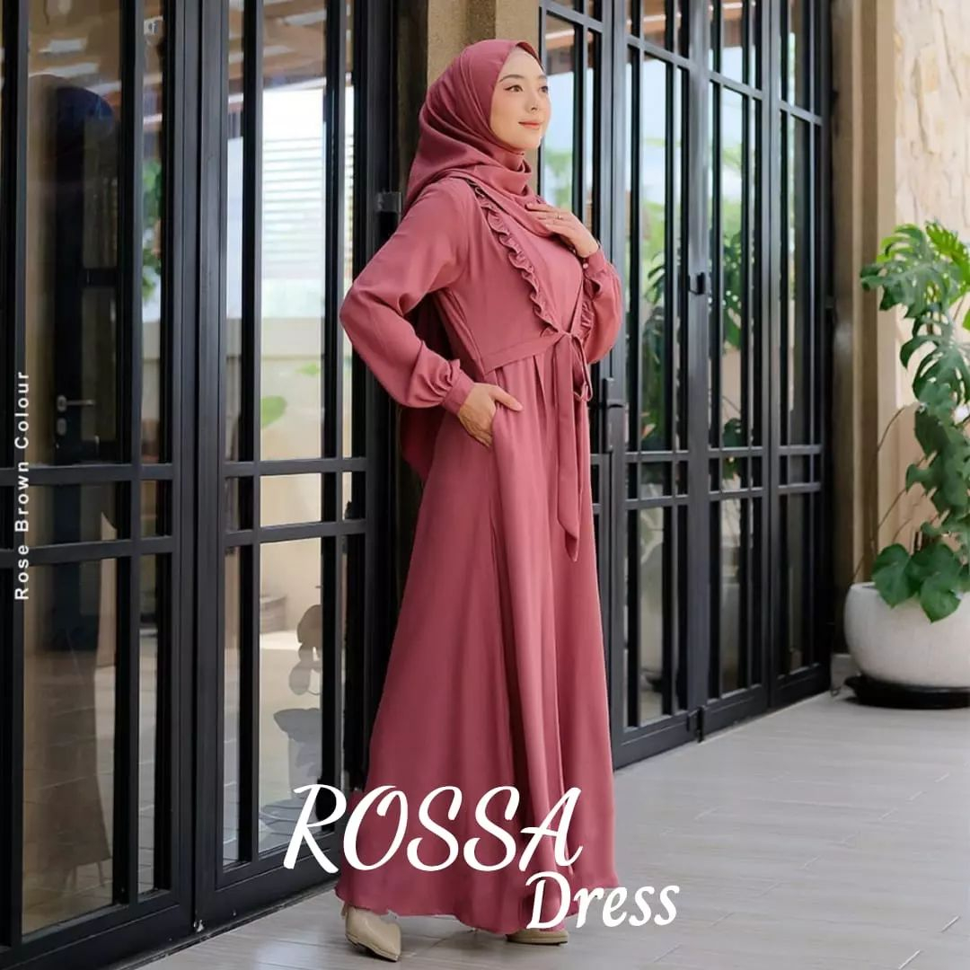 GAMIS WANITA ROSSA DRESS BAHAN CERUTY BABYDOLL FULL FURING LD 100 -120 PB 137 BUSUI OUTER MENYATU PAKAIAN MUSLIM WANITA DRESS MUYUSUI FASHION MUSLIM WANITA GAMIS WANITA TERBARU 2023 KEKINIAN