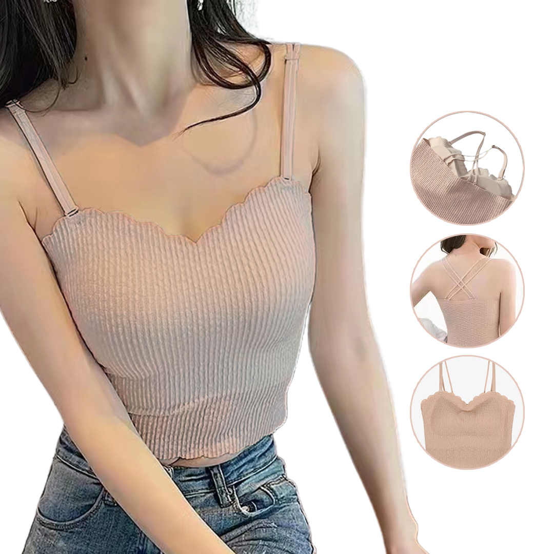 YS6119 Bra Rajut sexy dengan Busa Sling Wrapped Chest Vest - SOSOYOO