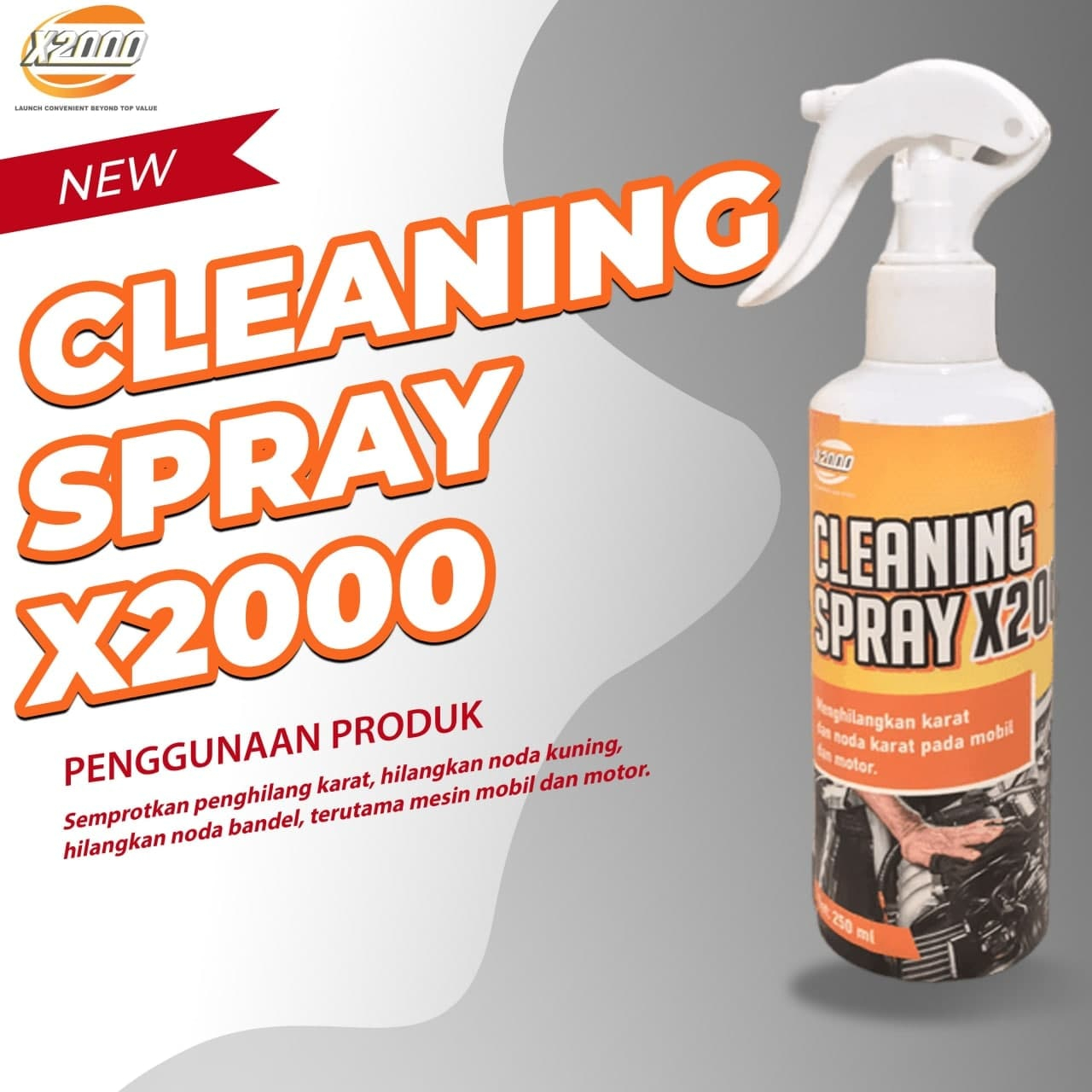 Super Cleaning spray X2000 Menghilangkan karat, minyak, kotoran, noda jamur,wax mobil,spray pembersih dapur bersih seperti baru