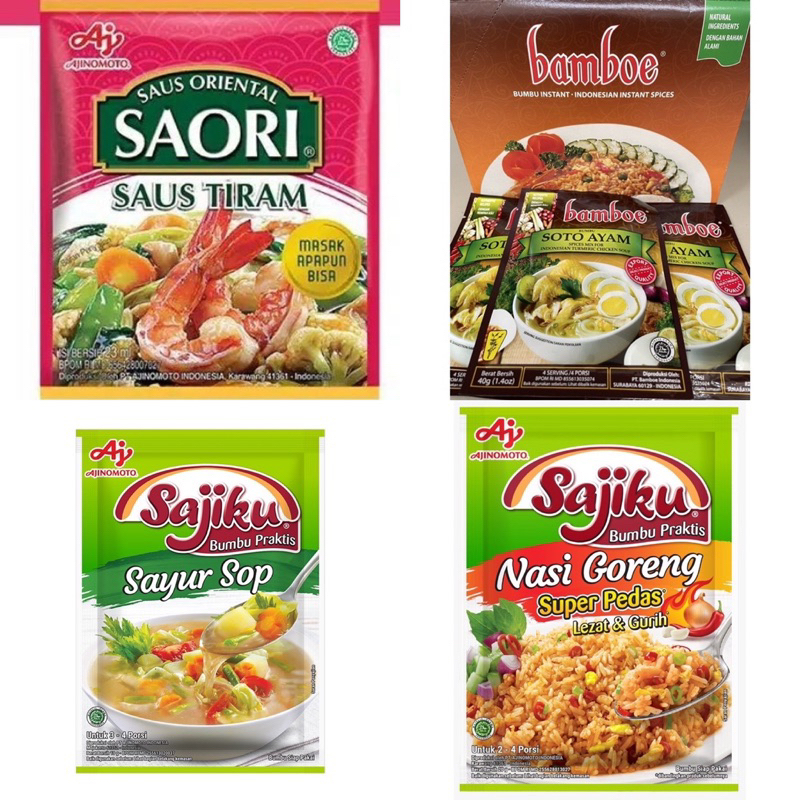 ECER Sajiku Sop, Sajiku Nasi Goreng Pedas, Saori Tiram, Bamboe Soto Ayam 40gr