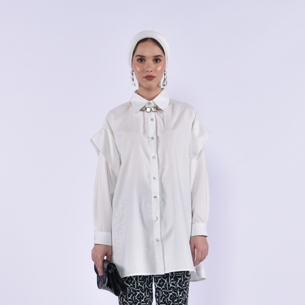 SIDELINE - Magda White Shirt - Monogram - Allsize