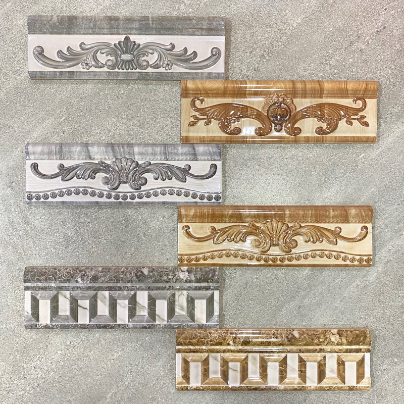 List Keramik Dinding Elegant Royal Colosseum Timbul 8x25cm Import / Lis keramik list dinding