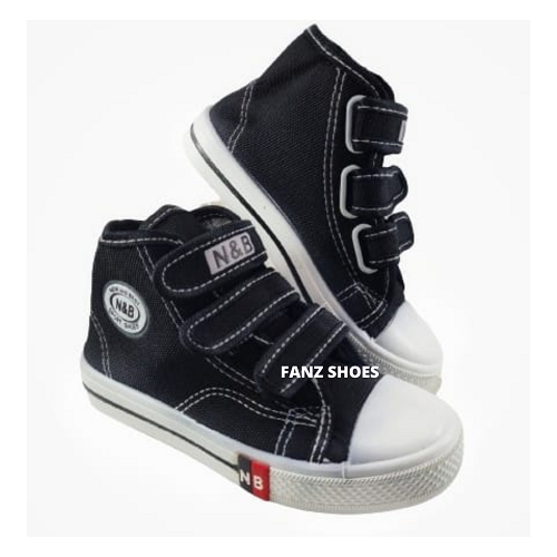 SEPATU SEKOLAH ANAK - SEPATU TEMPEL BOOT HITAM PUTIH &amp; HITAM HITAM SIZE 28 - 35  - SEPATU FORMAL - SEPATU N&amp;B TEMPEL SIZE 28 - 35 - FANZ SHOES