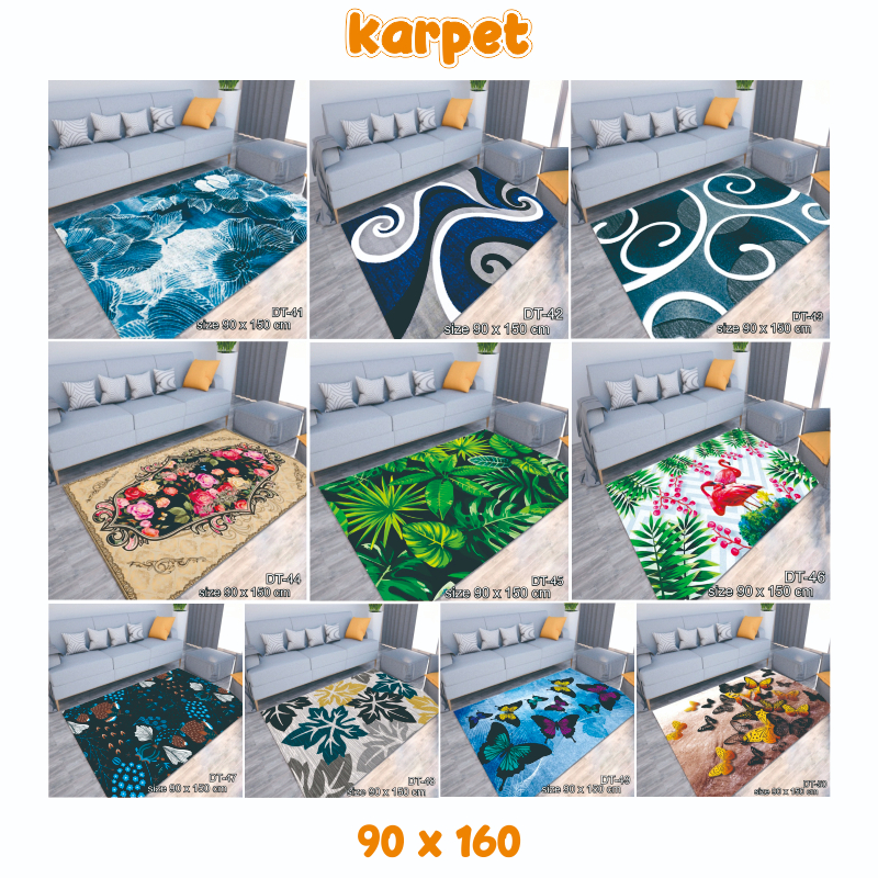 Karpet Lantai Karpet Permadani Karpet Ruang Tamu Anti Slip Ukuran 90Cmx150 Cm RANDOM