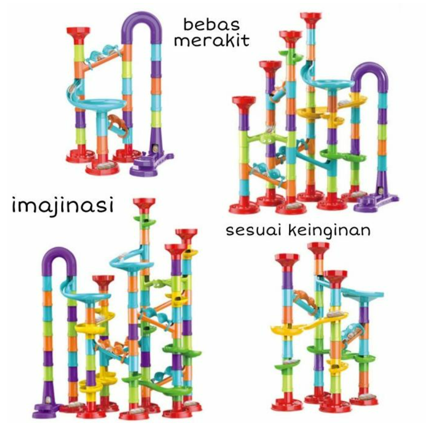 Marble Run Building Blocks 113 Pcs / DIY Set Mainan Konstruksi 3D Maze Ball Roll / Pipa Seluncuran Bola Kelereng CBKS BS