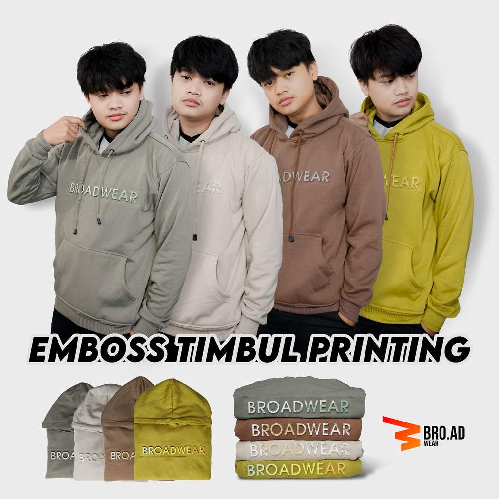 JAKET HOODIE  PRIA WANITA PULLOVER  EMBOS TIMBUL PRINTING BROADWEAR