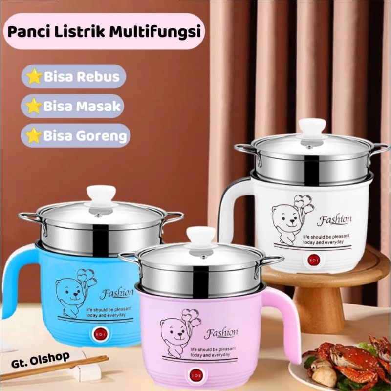 Panci Kapasitas Besar Listrik Multifungsi Free kukusan/Steamer Stainless Lapis Keramik Teflon•GT•