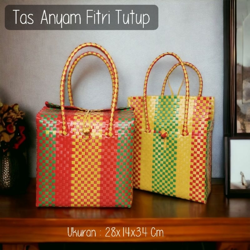 Tas Anyam Sedang Plastik Tas Belanja Tote Bag