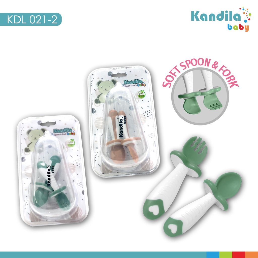 Kandila Silicone Spoon &amp; Fork Sendok Garpu Anak KDL 021-2