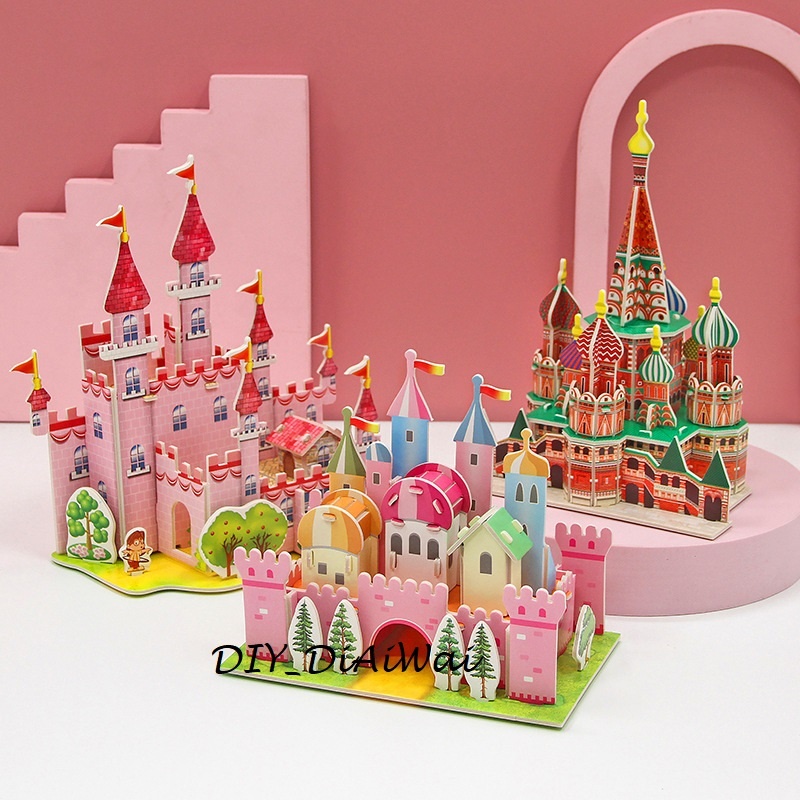 Puzzle 3D DIY bahan foam &amp; paper RAINBOW CASTLE mainan puzzle edukasi anak (kado,pajangan,dekorasi)