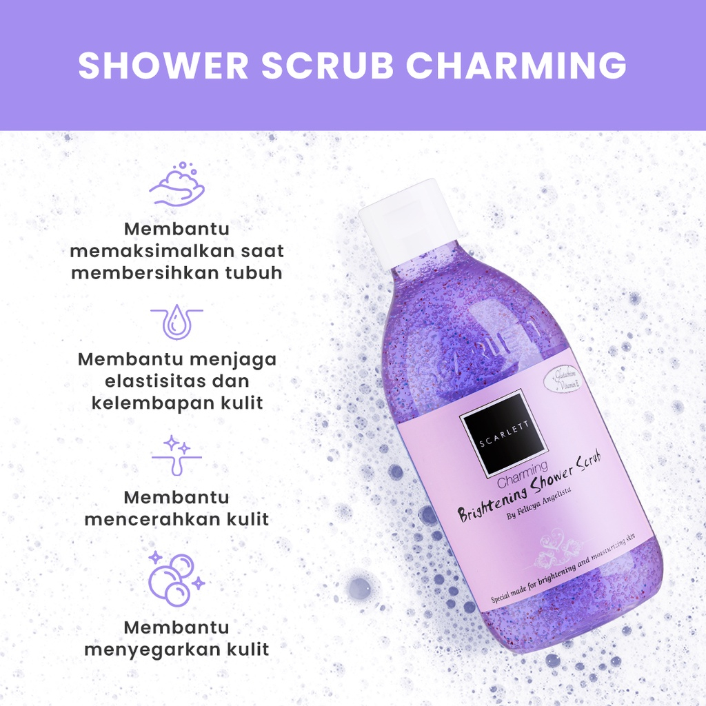 scarlett brightening shower scrub charming / Sabun Mandi