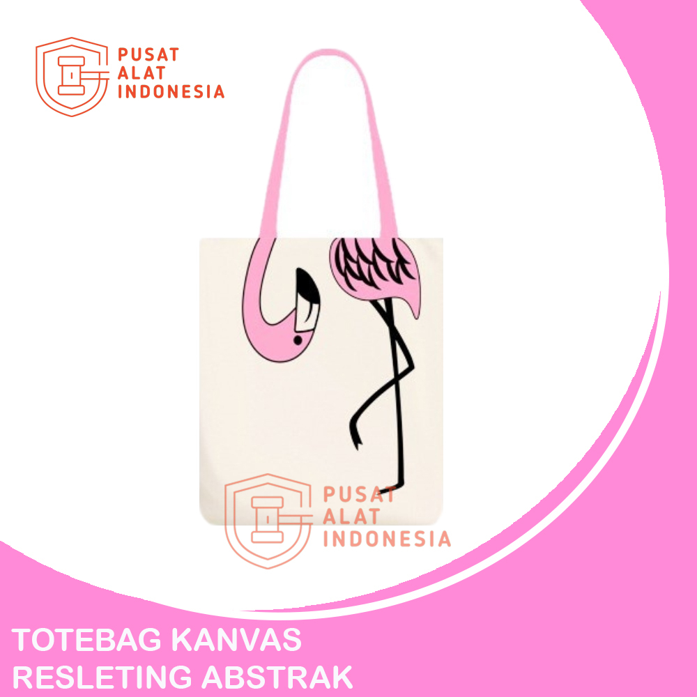 Tas Totebag Resleting Wanita Kanvas Abstrak TB06