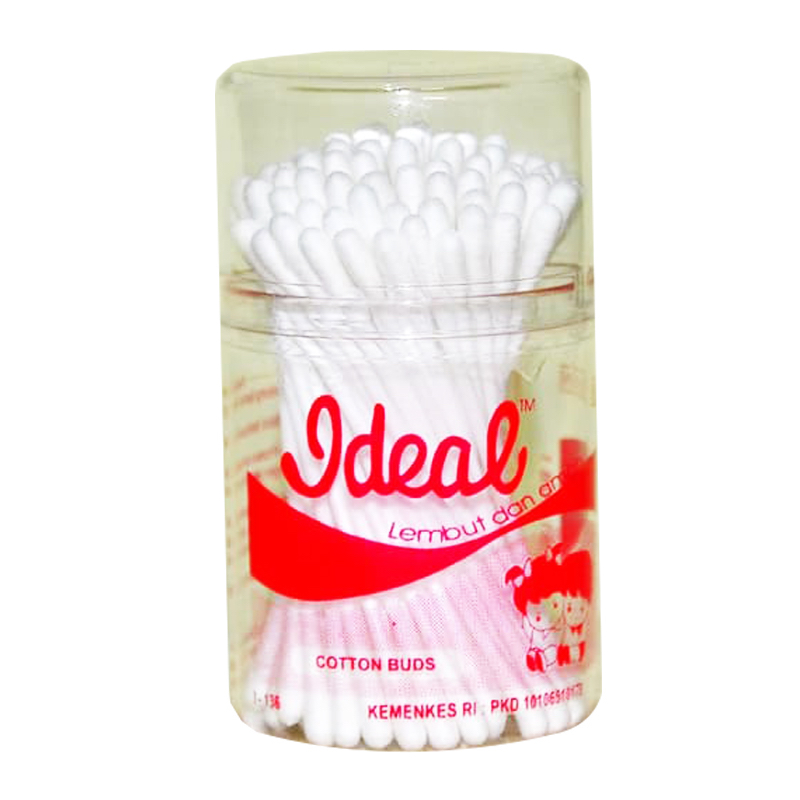 IDEAL Cotton Bud / Korek Kuping Baby dan Dewasa Pot 100 batang