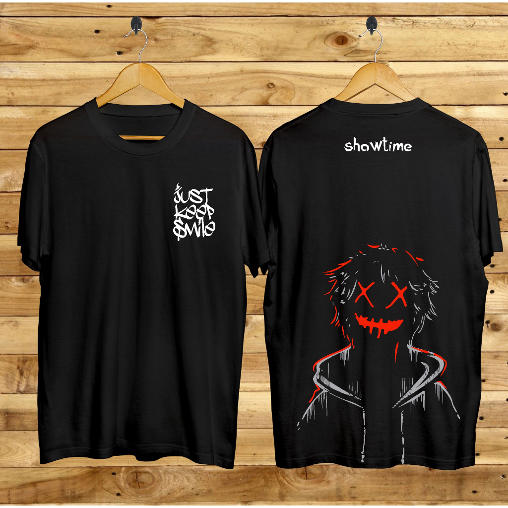 Kaos Distro Pria Keren Lengan Pendek Samurai Just Keep Smile Terbaru Motif Sablon Bergambar