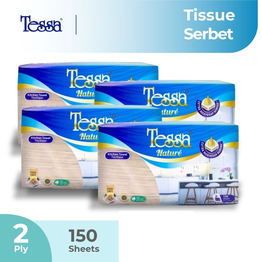 Tisu Tessa 150 Sheets 2 Ply THSN02 sheet / Tissue Nature Kitchen Hand Towel Interfold / Tisu Dapur Serbet 150s 2ply Lembut bagus