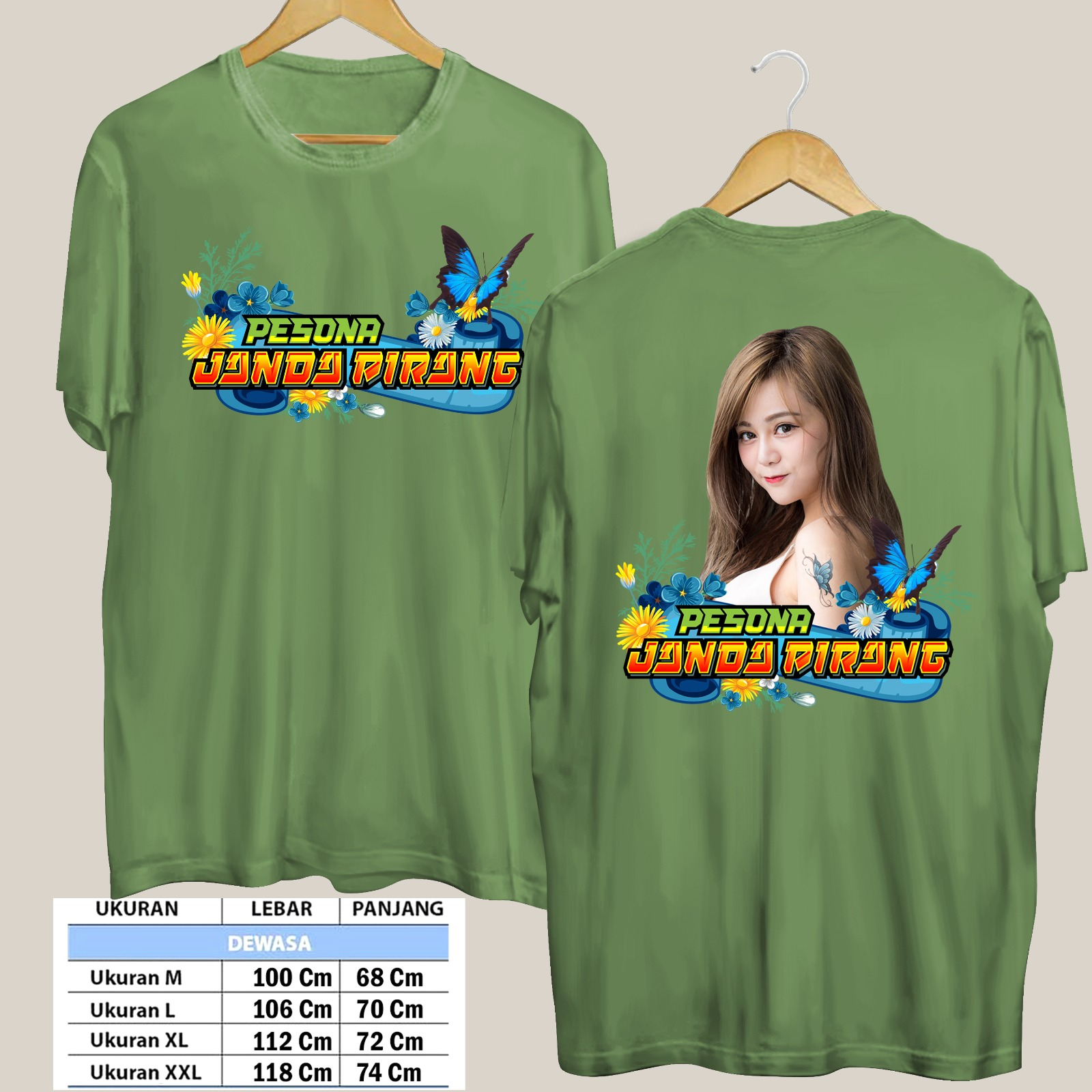 TSHIRT PESONA JANDA PIRANG CETAK PAKAI MESIN DTF (Digital Transfer Filem) KAOS DISTRO BAJU PRIA WANITA ATASAN SHIRT T-SHIRT Tangan Pendek