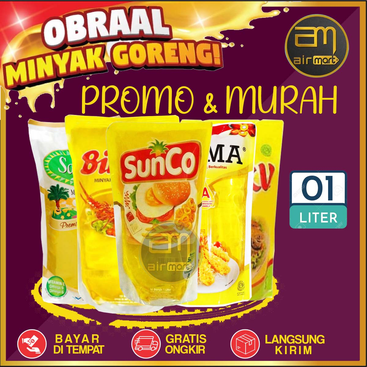 

Minyak Goreng FILMA Kunci Mas Bimoli Sunco Sania Mitra Masku 1L / 1 liter